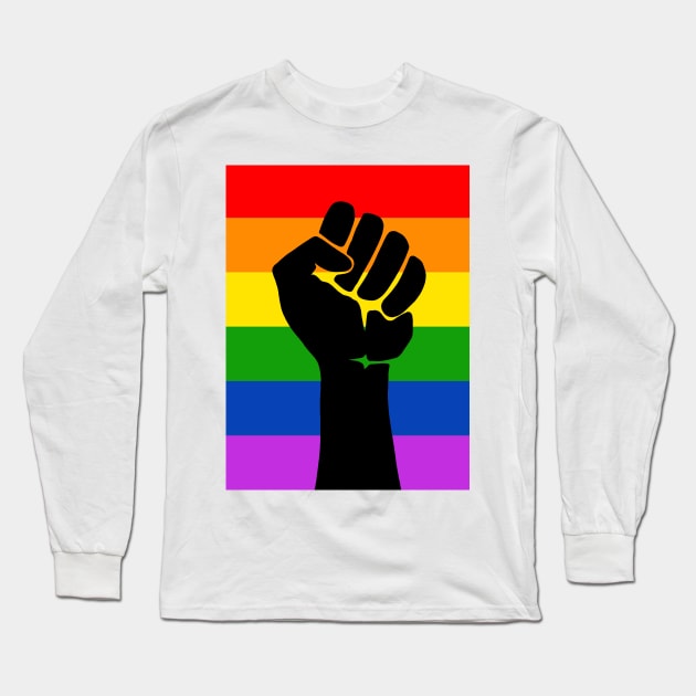 Pride Flag - Black Fist Long Sleeve T-Shirt by valentinahramov